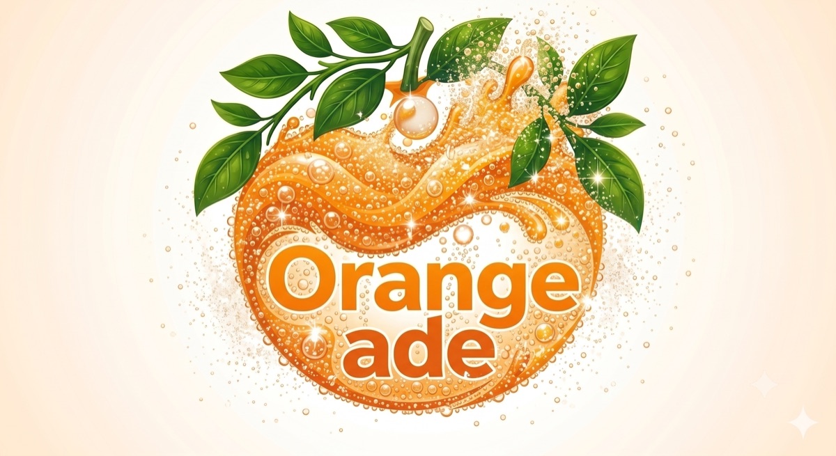 Orangeade 公式ロゴ：炭酸のはじけるオレンジ